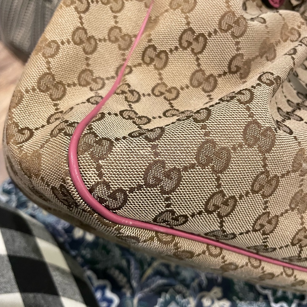 Gucci Sukey Top Handle Medium Tote GG Canvas with Mauve/Rose Leather Trim - Picture 11 of 15